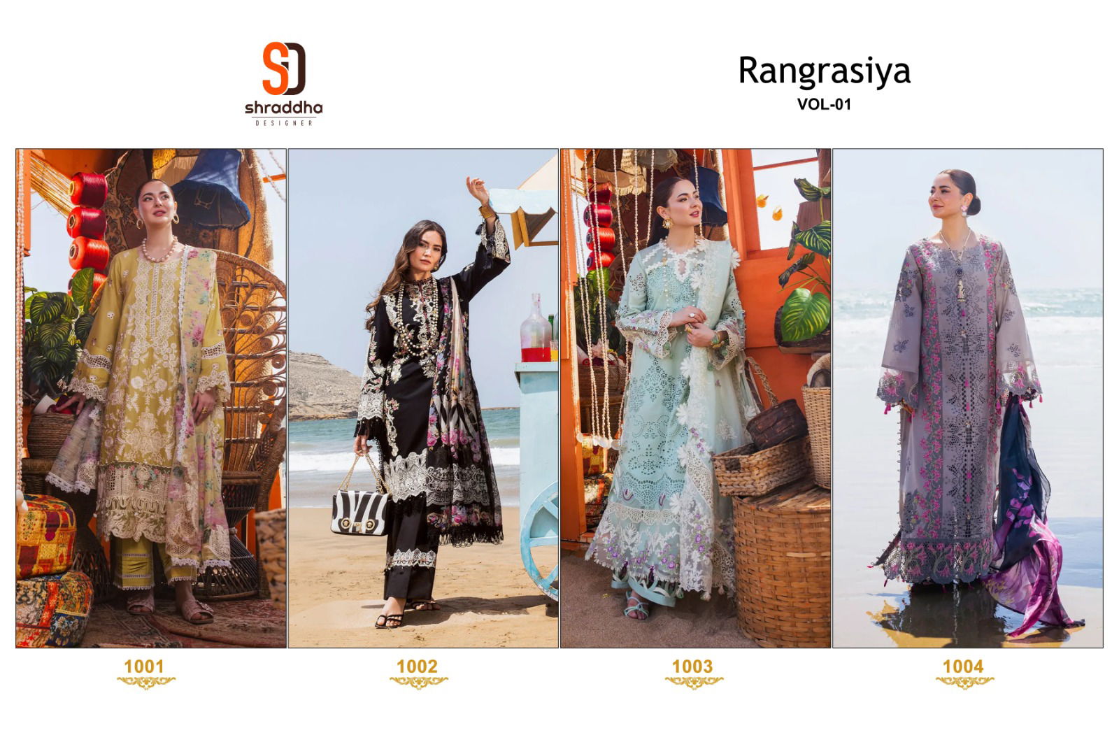 Rangrasiya Vol 1 Shraddha Cotton Embroidery Pakistani Suits Wholesale Market In Surat